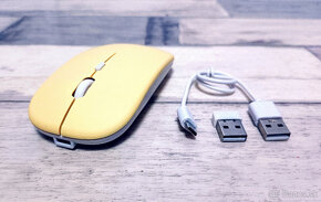 Bezdrôtová nabíjateľná bluetooth myš - žltá - 3