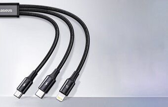 Baseus kvalitný pletený kábel microUSB, Lightning, USB-C - 3