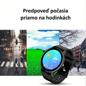 Fitness smart hodinky okrúhle, možnosť volania, čierne - 3