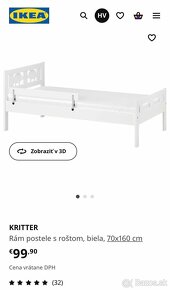 Ikea posteľ Kritter + matrac + strieška - 3