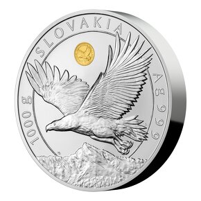 Stříbrná kilogramová investiční mince Orel 2023 se zlatou in - 3