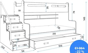 Rozšírená poschodová posteľ s úložným priestorom MAX 3 200x1 - 3