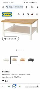 Hemnes Konferenčný stolík, bielo morené /svetlohnedá, 90x90 - 3