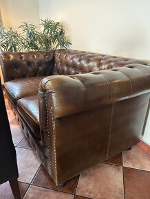 Predam chesterfield pohovku s pravej hovädzej kože - 3