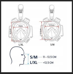 Celotvárova maska na potapanie S/M - 3