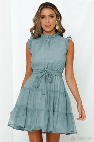 Modré dámske šaty s volánmi, veľ. XL - 3