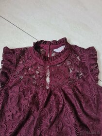 Čipkovana burgundy blúzka dorothy perkins, velkost 8/36 - 3