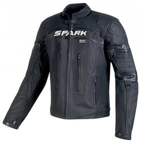 Pánska kožená moto bunda SPARK Dark - čierna XL - 3