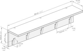 Nástenný vešiak/polička Rachele 80 cm, s uchytkami - 3