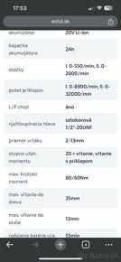 EXTOL Aku vŕtačka s príklepom SHARE 20V (8791802) - 3