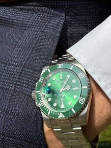 Hodinky v štýle Rolex Submariner Green - 3