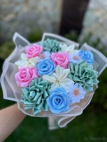 Satenove kvety - PASTEL BOUQUET - 3