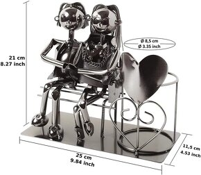 Stojan na víno Zamilovaný pár na lavičke - nový - 3