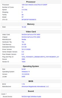 RTX 4060, Intel Core 12400F, 16GB RAM, 1,5TB SSD / HDD - 3