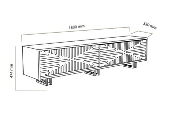 TV stolík 180cm - dub hnedý + biely - 3