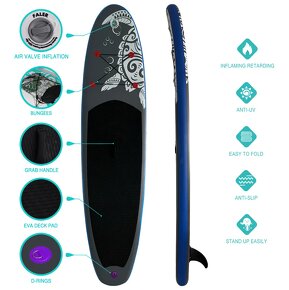 Nový Paddleboard 350cm 160kg čierno modrý - 3