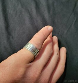 strieborný prsteň pánsky/unisex so zirkónmi - 3