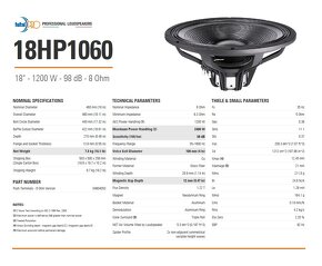 Bass repro FAITAL PRO typ 18HP1060 2400 W - 3