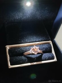 Prsteň z ružového zlata s morganitom a diamantom - 3