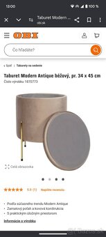 Taburet Modern Antique béžový s úložným priestorom - 3