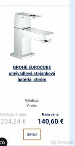 Predám umývadlovú stojankovú batériu Grohe Eurocube - 3