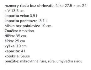 Žiaruvzdorný riad s ohrievačom 4L Saule Ambition - 3