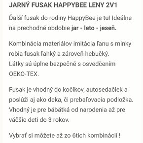 Prechodný fusak jar/leto/jeseň Happy Bee šedý 2x - 3