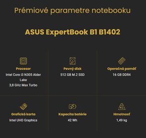 ASUS ExpertBook / záruka 18m. / RAM 16GB / 8 jad./ SSD 512GB - 3