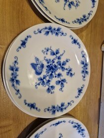 6x dezertný tanier s modrými kvetmi a motýlmi Bohemia Czecho - 3