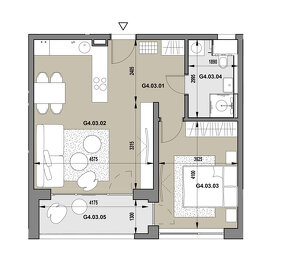 2-izbový byt v projekte Prúdy Trnava s loggiou G4.03 - 3
