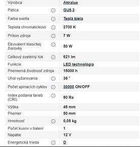 LED Žiarovka GU5,3/7W/12V 2700K - Attralux - 3