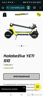 YETI S10 VELKA ELEKTRO KOLOBEŽKA STAV JE AKO NOVY DOJAZD AZ - 3