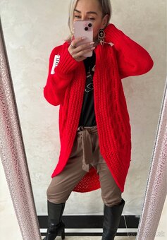 Damsky pleteny Cardigan red - 3