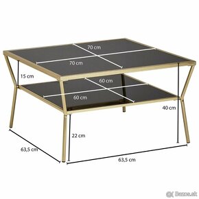 Konferenčný stolík čierno  - zlatý  70 x 70 cm - 3