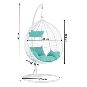 Kvalitné závesné hojdacie kreslo biele s poduškami - 3