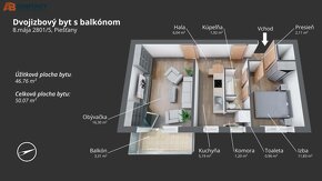 Dvojizbový byt s balkónom na ideálnom 3. poschodí v zelenom  - 3