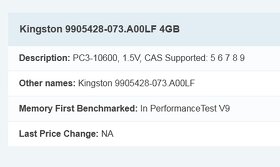 DDR3 Kingston SO-DIMM 4 GB DDR3 1333MHz - 3