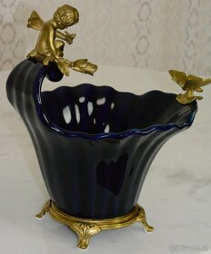 Zámecká mísa s amorkem a motýlem-porcelán + bronz - 3