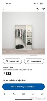 Predám šatníkovú skriňu IKEA Klepstad - 3