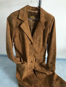 Elegantný dlhý kožený kabát / sako - 3