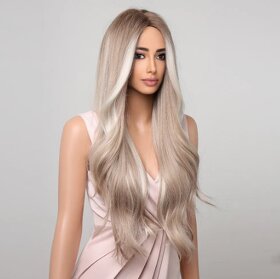 Extra dlhá parochňa platinová blond s melírom 90cm - 3