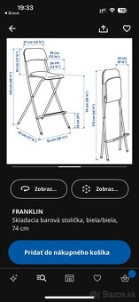 3x ikea franklin 74 cm barova stolicka skladacia - 3