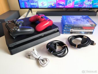 Playstation 4 PS4 SLIM - ovládače - hry - 3