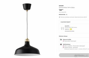 Ikea RANARP závesná lampa (čierna) 38cm - 3