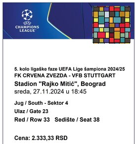 Lístky Liga Majstrov 27.11.2024 - 3