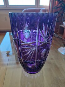 Kryštálová váza 25cm fialová,  ručná výroba - 3