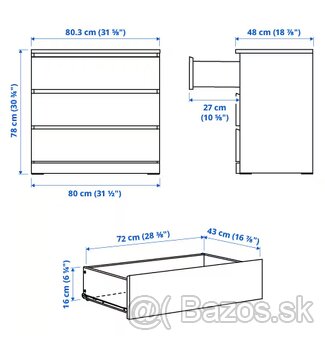 Ikea Malm komoda 3 sufliky - 3