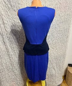 modré elastické peplum šaty Mango veľ. 38 - 3