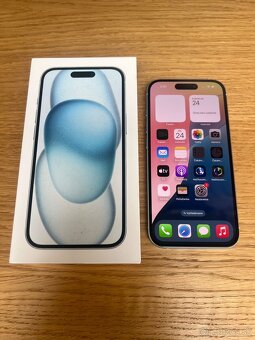 Predám iPhone 15 128GB, BLUE, TOP stav, ZARUKA SK 2R, 100% - 3