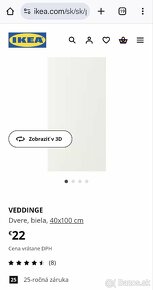 Ikea VEDDINGE
Dvere, biela, 40x100 cm - 3